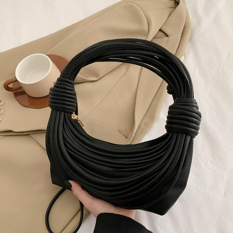 Black Pu Unique Zip-Up Shoulder Bag