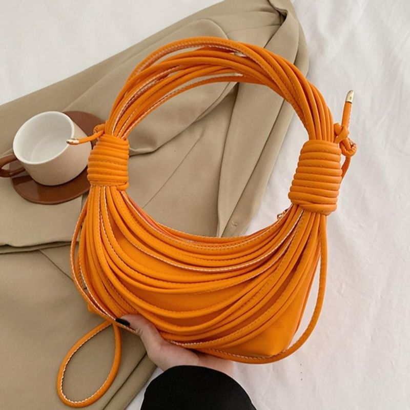 Orange Pu Unique Zip-Up Shoulder Bag