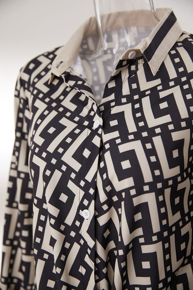 #DR129 Casual Geometry Print Mini Dress Size: 1XL