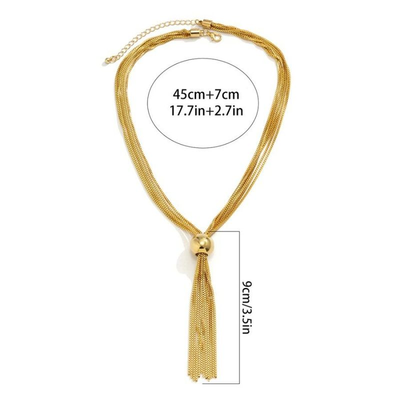 Gold Multilayer Hip Hop Bead Tassel Necklace SKU: GMHH-BTN-1LN