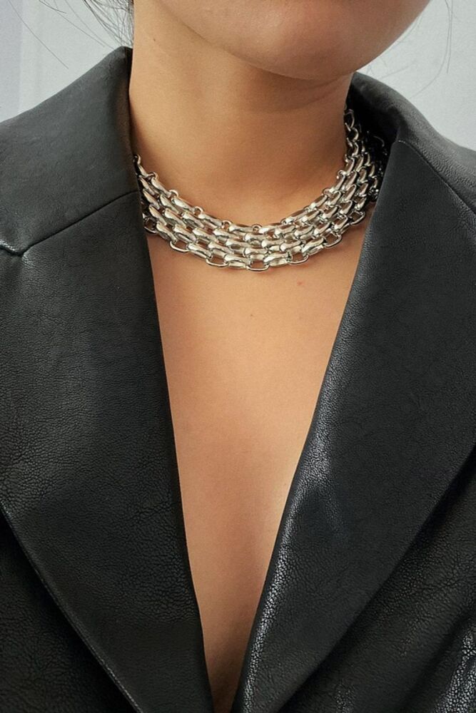 Silver Choker Necklace (length: 35cm 10cm) SKU: SCN-CN