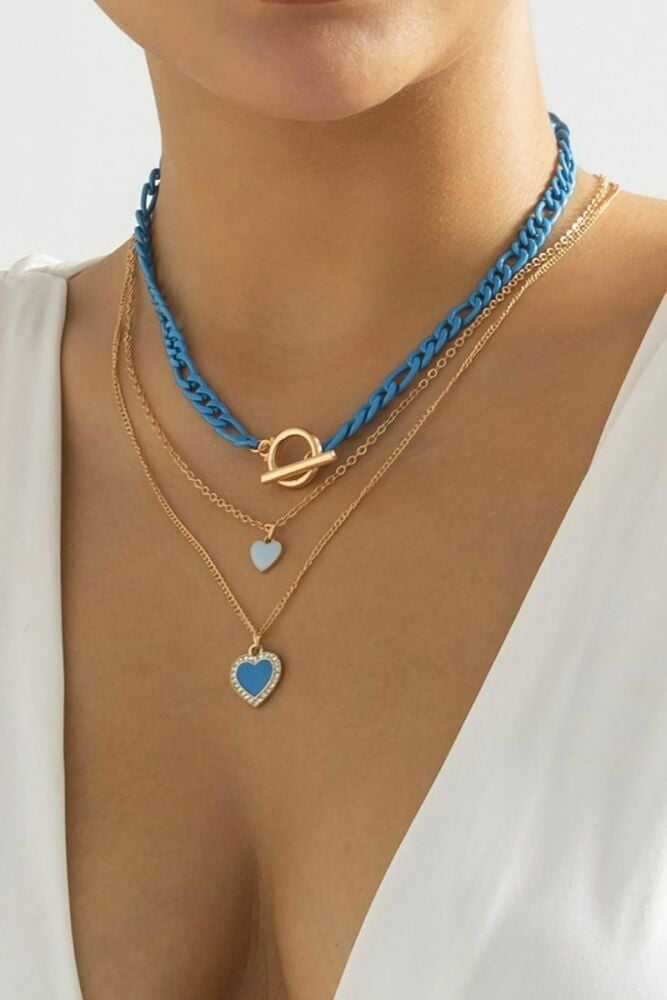 Heart-Shape Pendant Rhinestone Choker Necklace (Length: 40cm 7cm) SKU: HSPR-CN-3PN