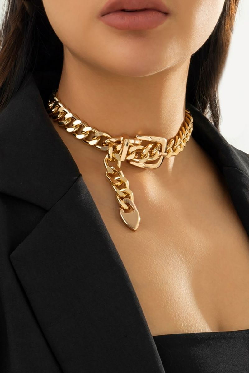 Gold One Pc Chain Belt Necklace (length: 40cm)