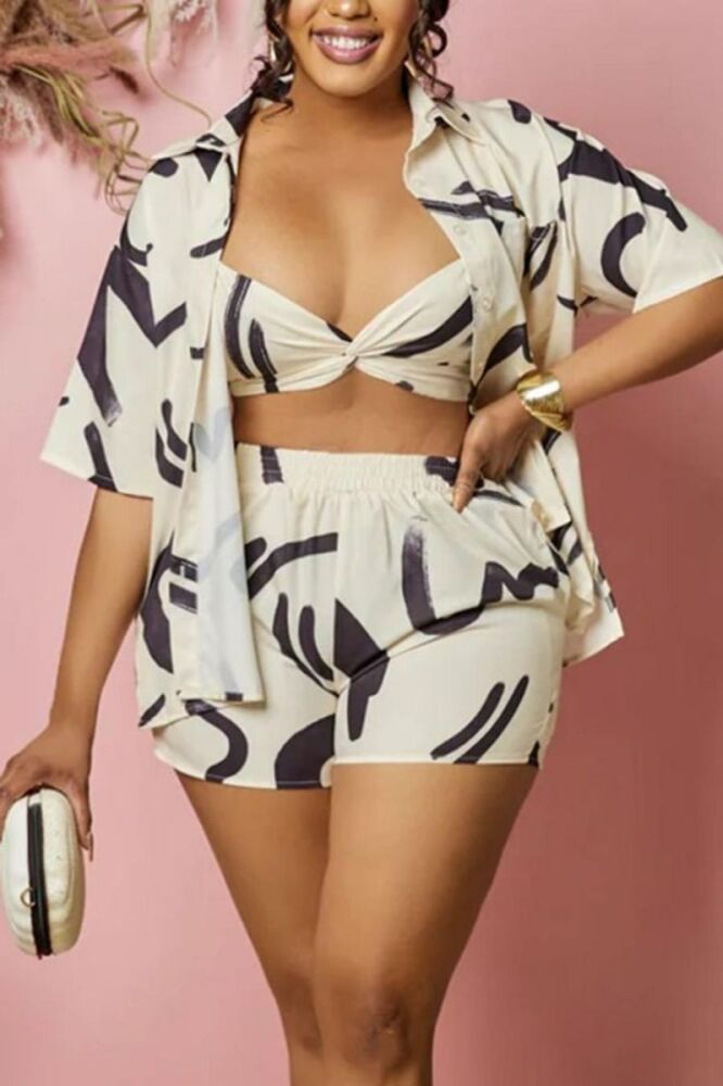 Printed Non-Stretch Loose Fit 3-Piece Set Size: 2XL