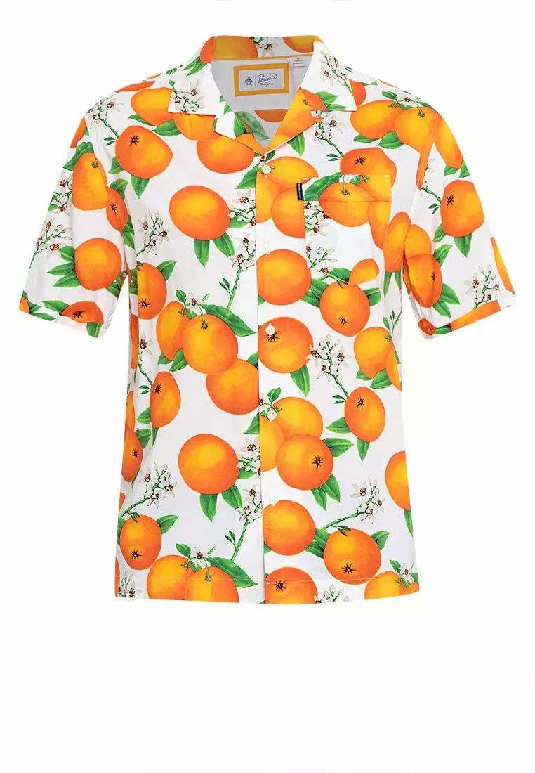 Original Penguin Oranges-Print Shirt Size: 1XL
