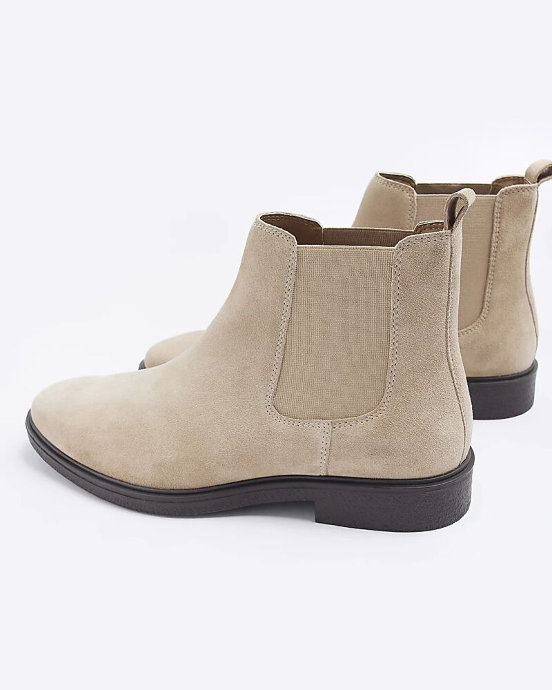 River Island Stone Suede Chelsea Boots Size: 9