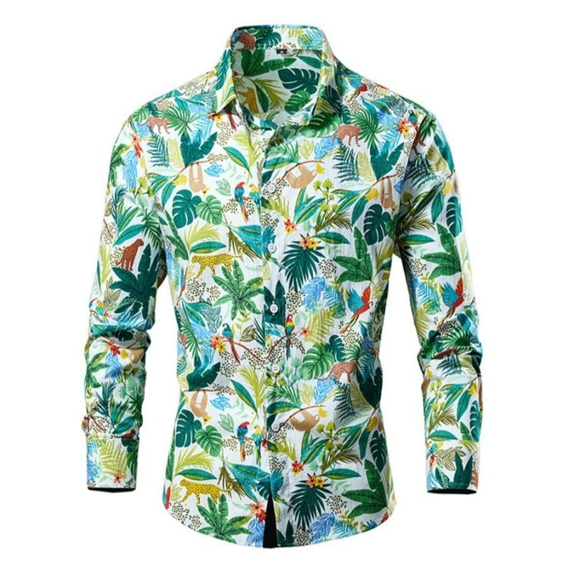 Casual Long Sleeve Non-Stretch Printed Shirt Size: M