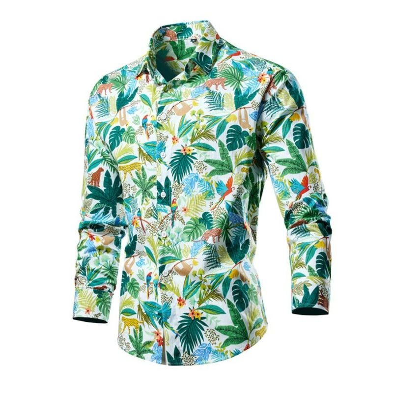Casual Long Sleeve Non-Stretch Printed Shirt Size: M