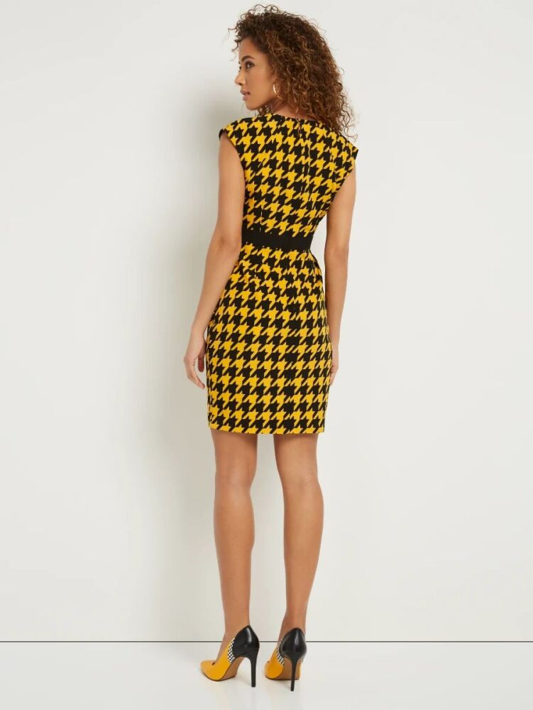 Houndstooth Button-Front Shift Dress Size: 1XL #DG1090