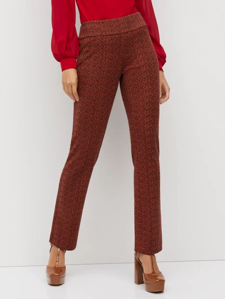 Pull-On Mid-Rise Printed Straight-Leg Pant Size: L