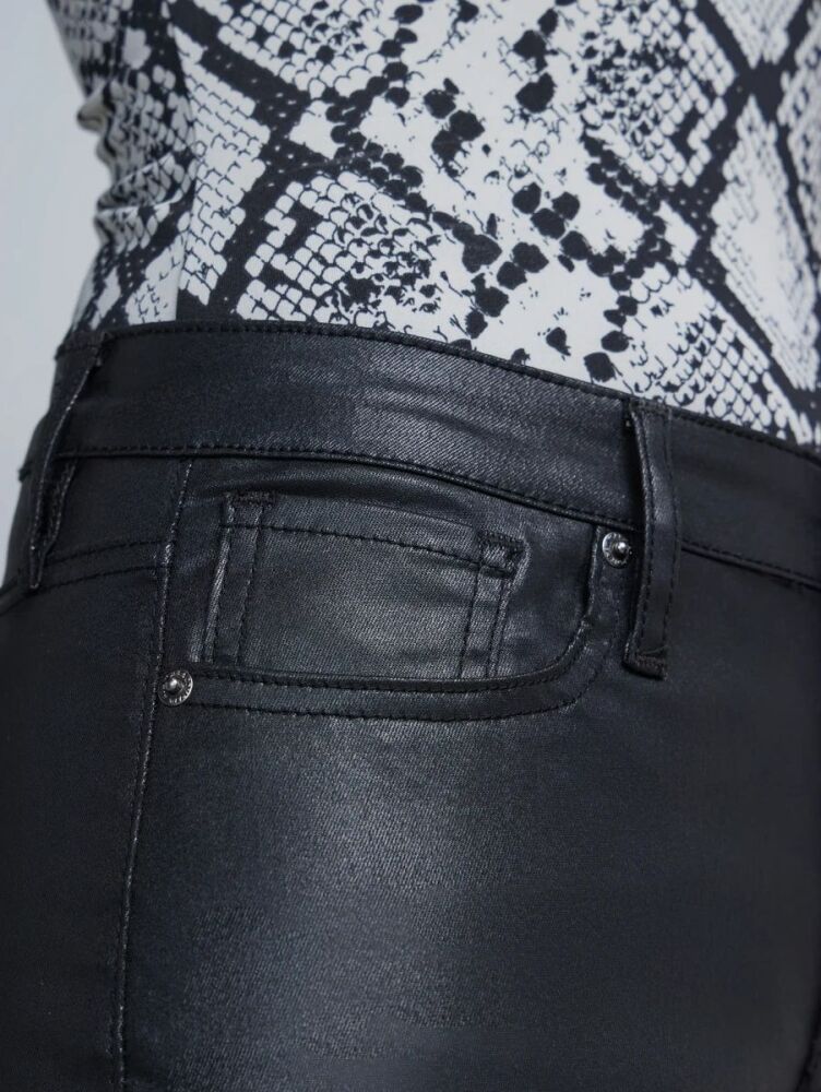 Black High-Waisted Coated Super-Skinny Jeans