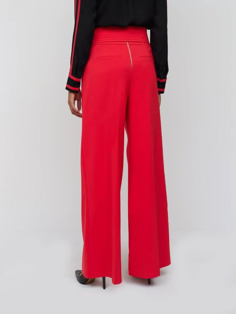 Topstitch Belted Wide-Leg Pant Size: L