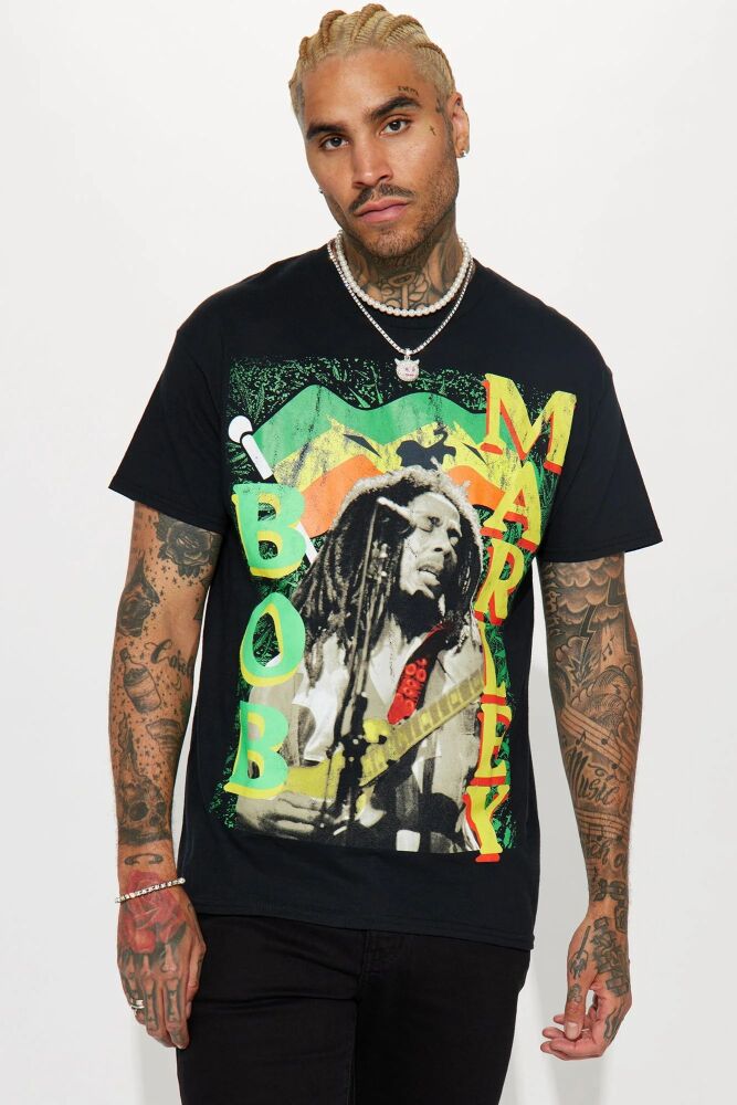 Bob Marley Rasta Flag Printed Short Sleeve T-shirt Size: L