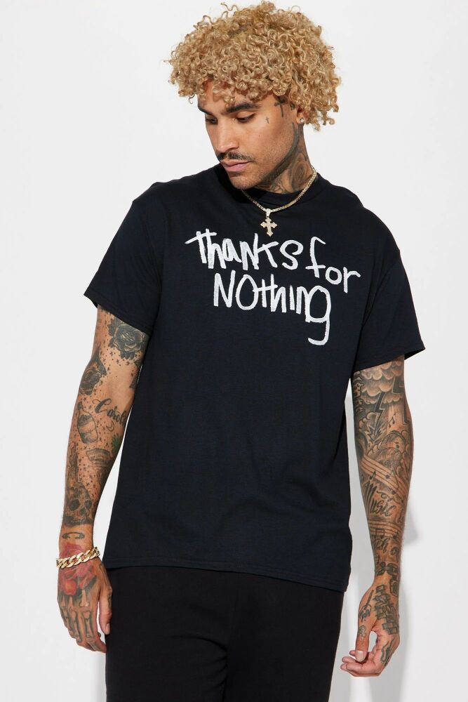Thanks For N0thing Short Sleeve Black T-Shirt Size: M