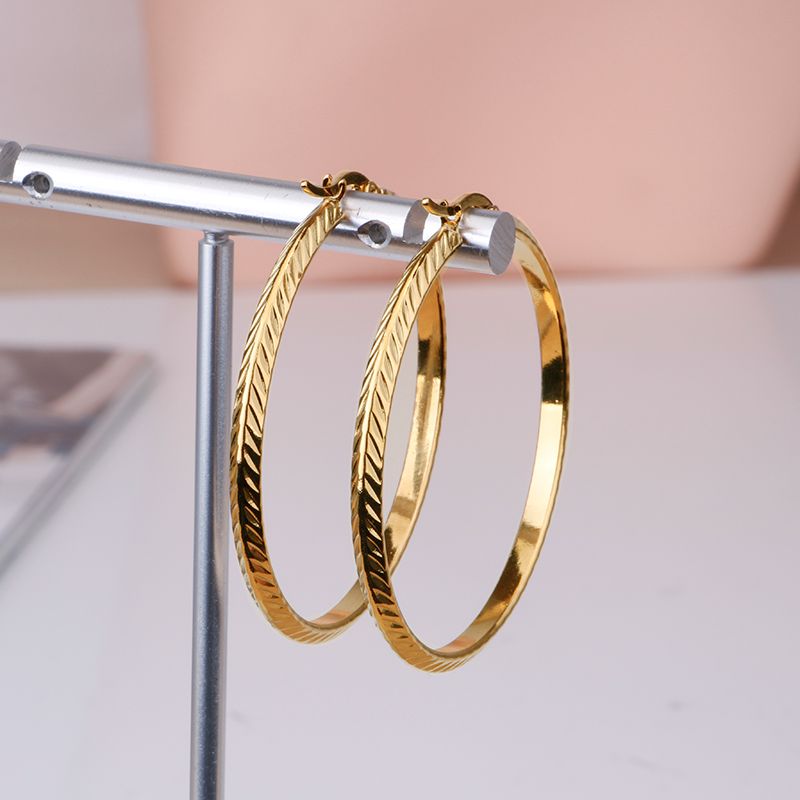 Gold Color Stainless Steel Hoop Earrings #SS-HE-40MM