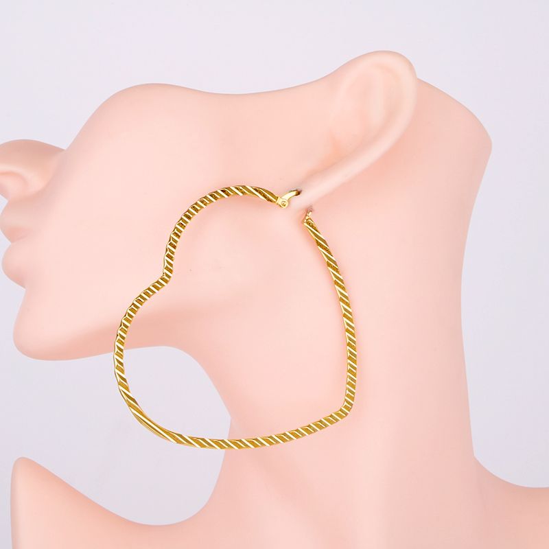 #E0184 75MM Gold Color Stainless Steel Hoop Earrings