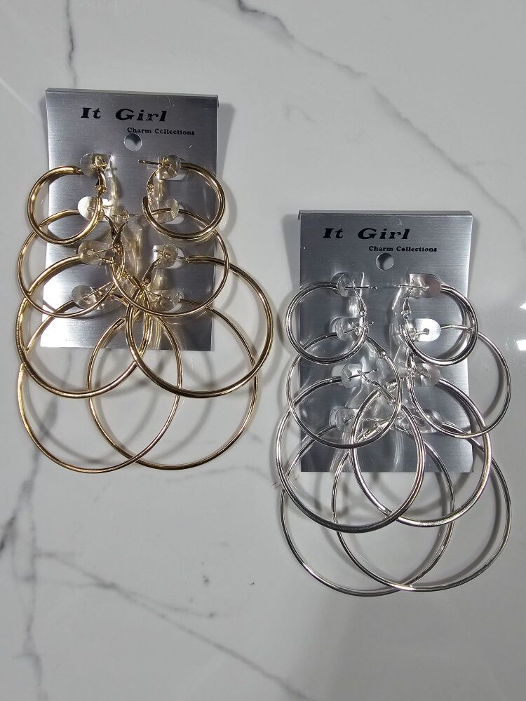 4-Pair Fashion Hoop Earrings