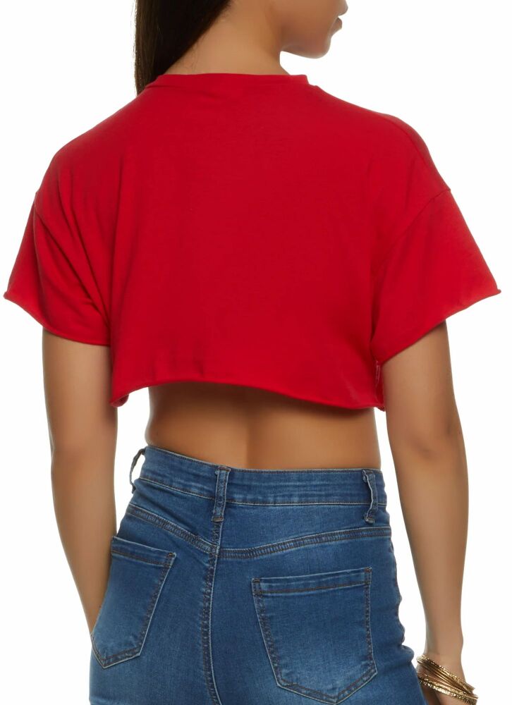 Red Smiley Graphic Cropped Tee