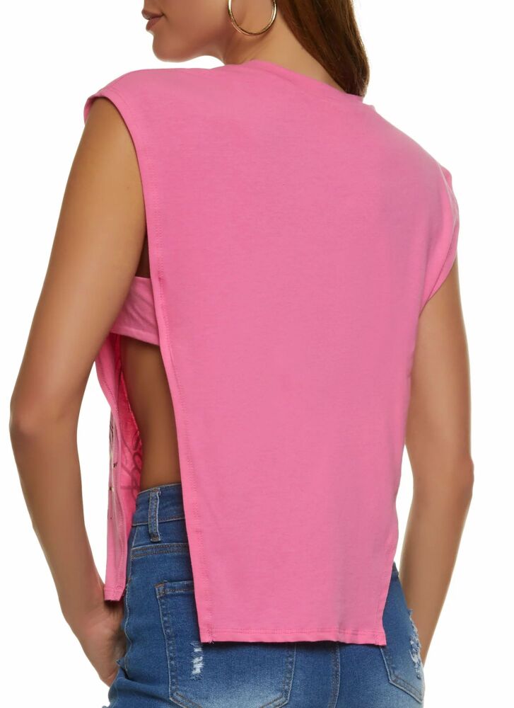 Pink Foil Be Amazing Cut Out Graphic Tee Size: M