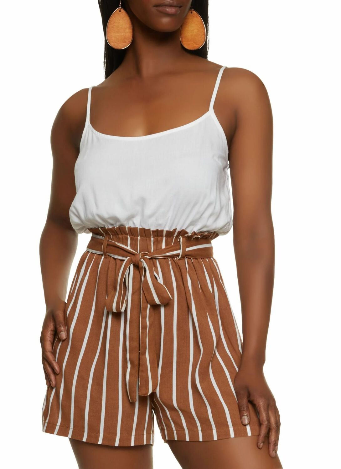 Striped Waist Cami Strap Romper SKU: SWCS-R