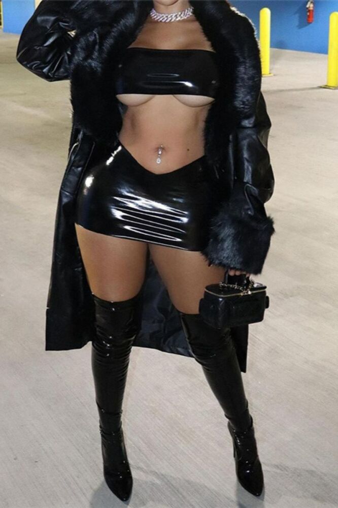 SKU: BPULMSS-2PM Black Pu Leather Mini Skirt Set Size: M COMING SOON