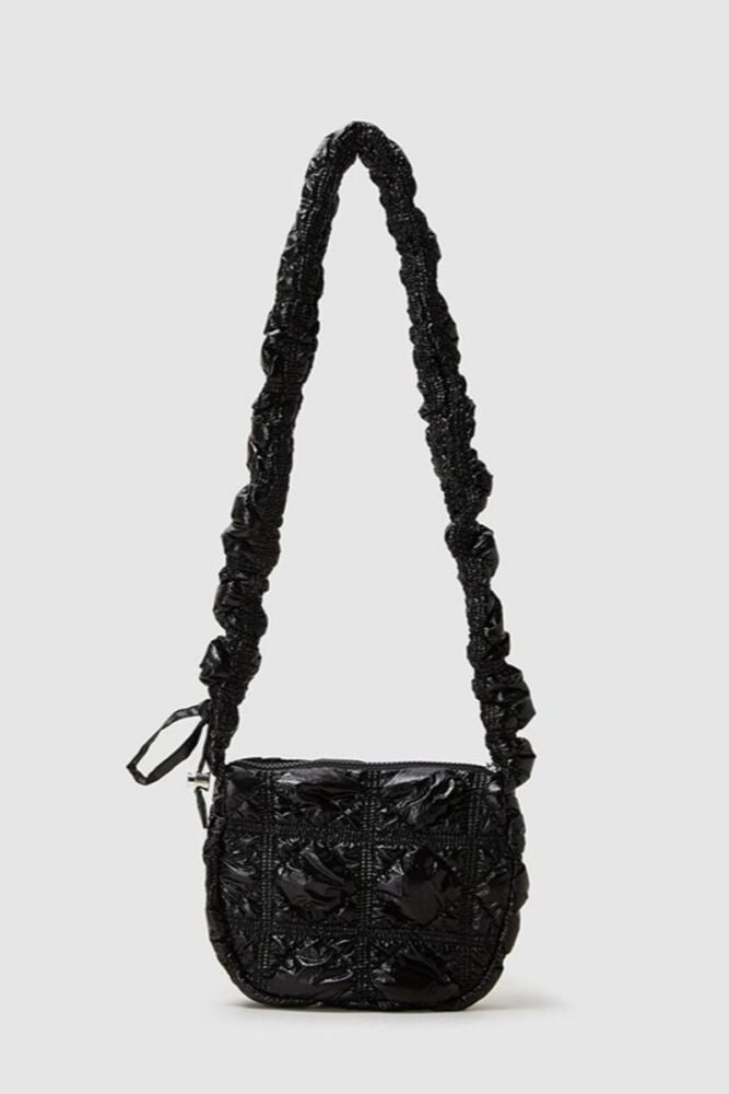 Black Zip-up Shoulder Bag