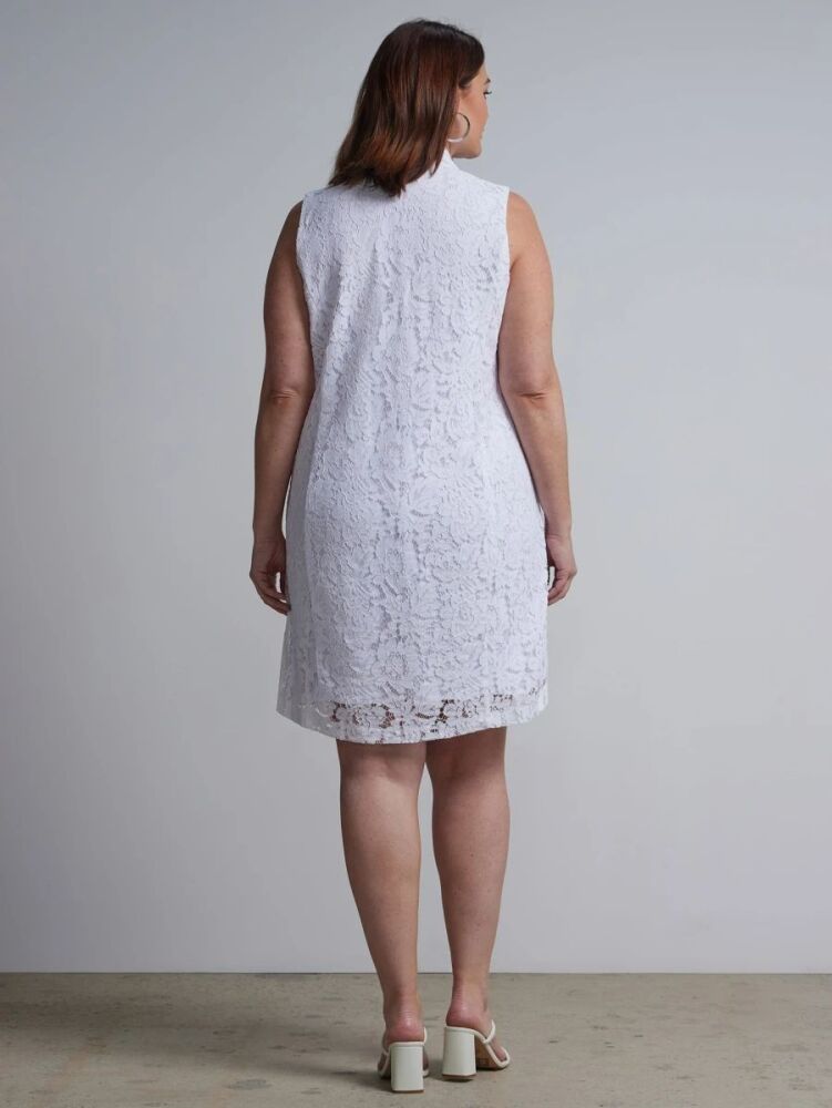 White Sleeveless V-Neck Blazer Dress SKU: G08954