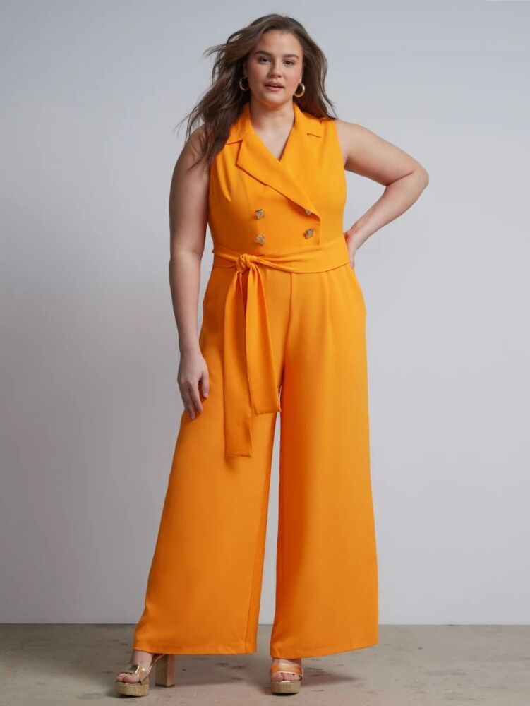 Size: 3XL Orange Belted Blazer Jumpsuit Size: 3XL SKU: J08692
