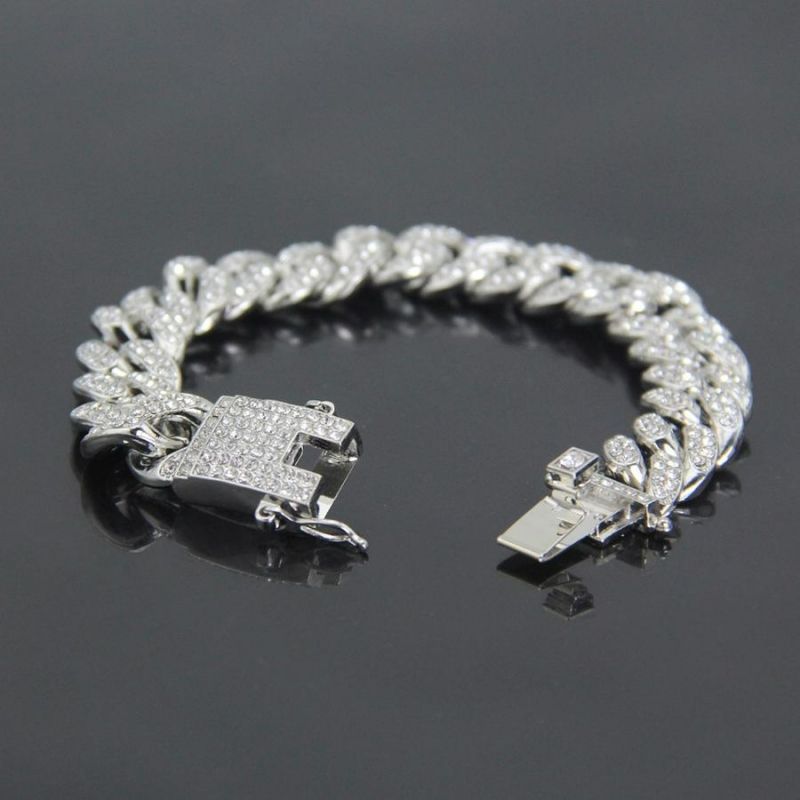 Silver Rhinestones Hip Hop Bracelets SKU: 301435