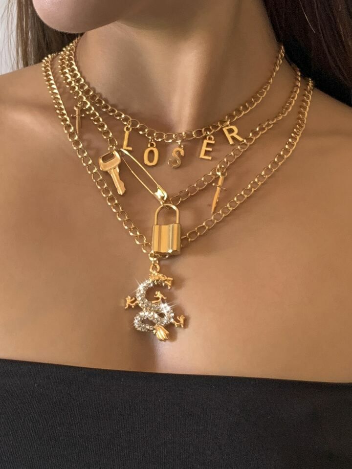 Gold Multi-Layer Dragon Necklace