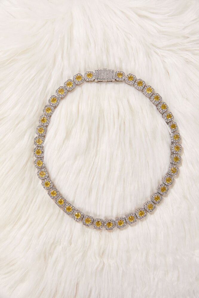 Yellow Stone Hip-Hop Necklace (length:45cm)