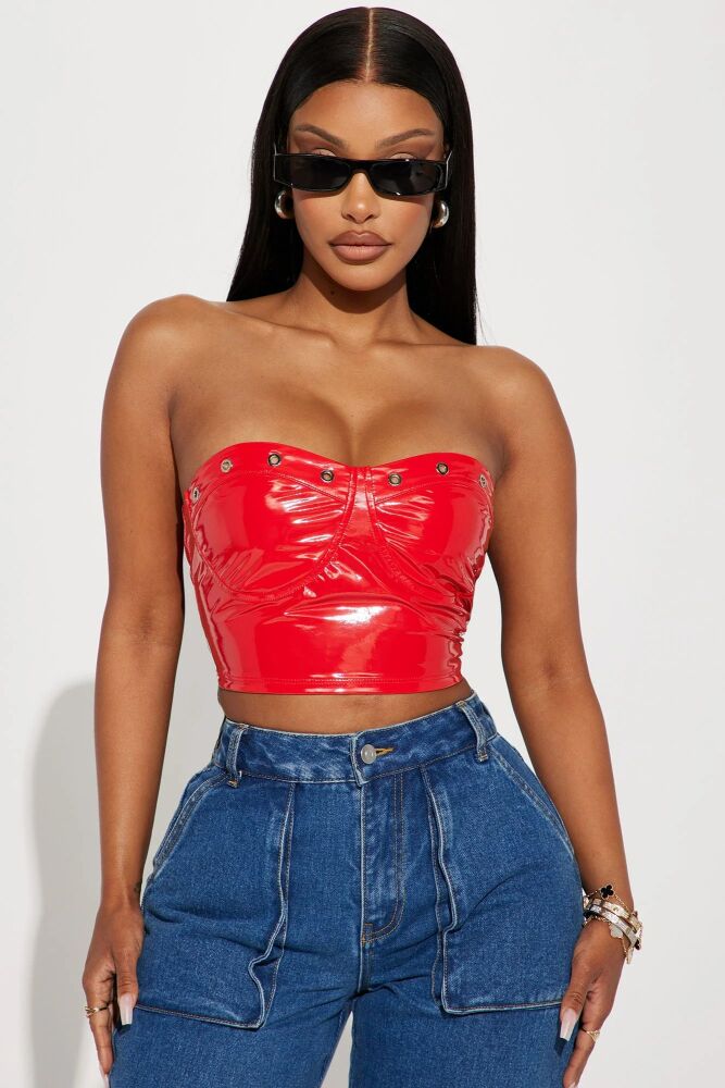 Size: L Red Latex Tube Top