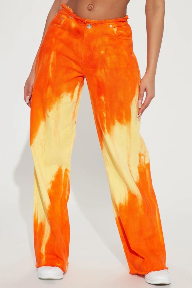 Size: 15-XL Orange Cut Off Waistband Non-Stretch Jean