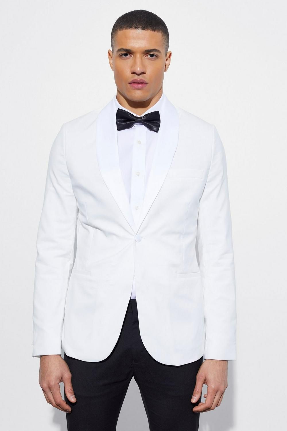 COMING SOON! Size: 38-M White Skinny Tuxedo Suit Jacket SKU: BLA000