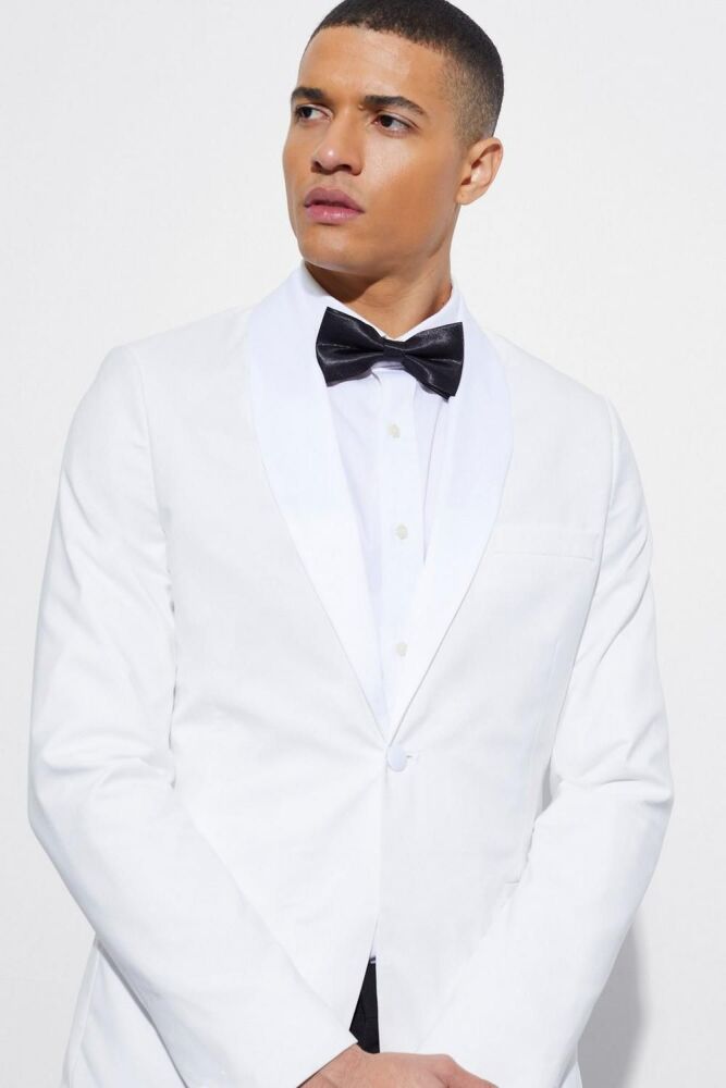 White Skinny Tuxedo Suit Jacket Size: 38-M SKU#BLA000