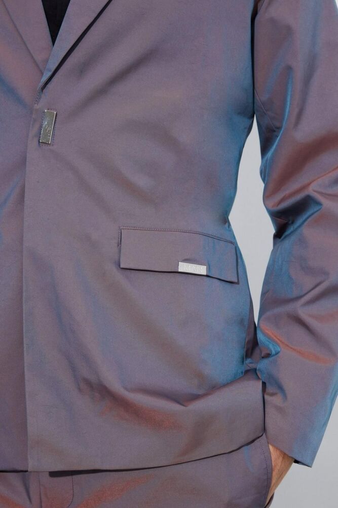 Purple Iridescent Slim Fit Blazer Size: 40-ML SKU#BLA030