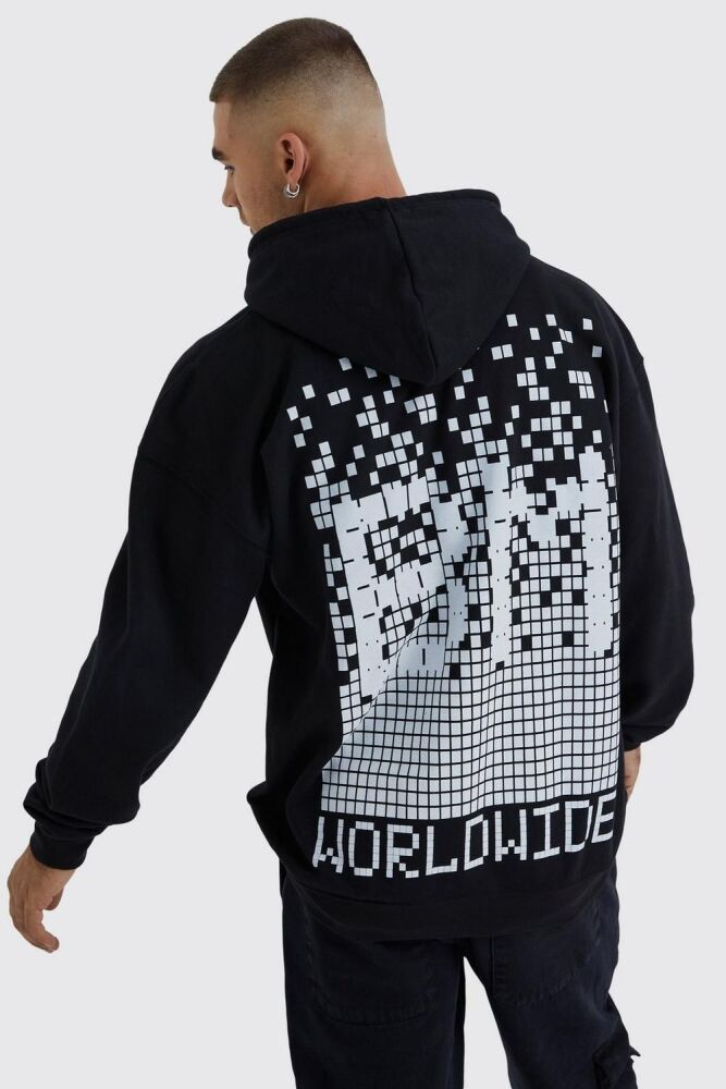Size: S Oversized Pixilated Graphic Hoodie