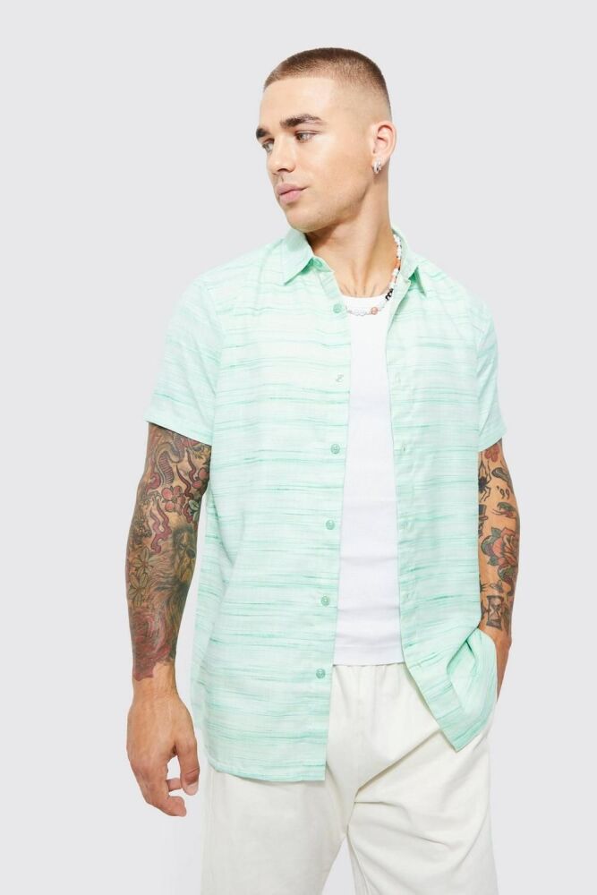 Size: ML Short Sleeve Linen Shirt