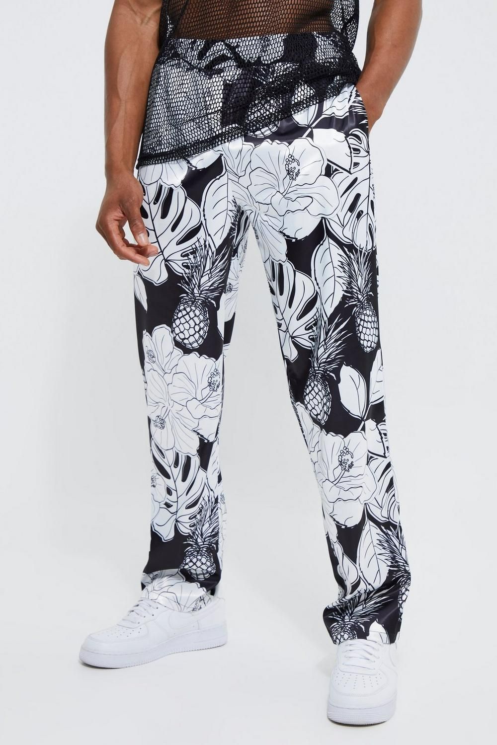 COMING SOON! Straight Heavyweight Satin Floral Pants