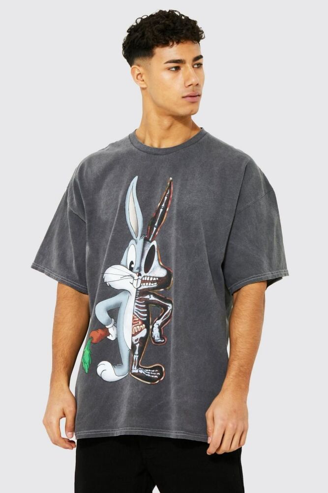 Size: XS Oversized Fit Bugs Bunny Skeleton License T-shirt
