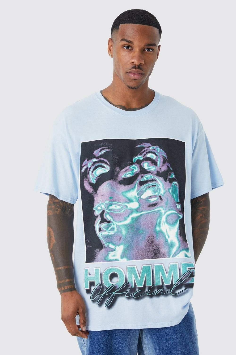COMING SOON! Size: L Teal Oversized Graphic Print T-shirt
