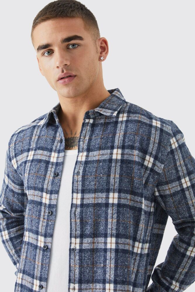 Size: M Long Sleeve Plaid Button-Down Flannel Shirt Size: M