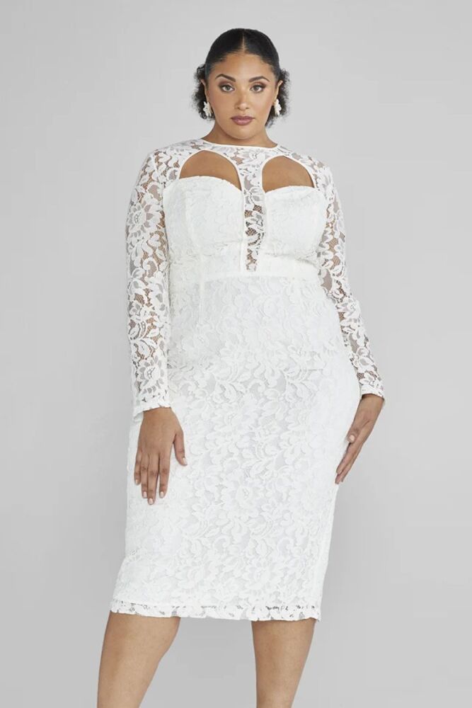 Size: XL White Cutout Lace Midi Dress Code: D09041