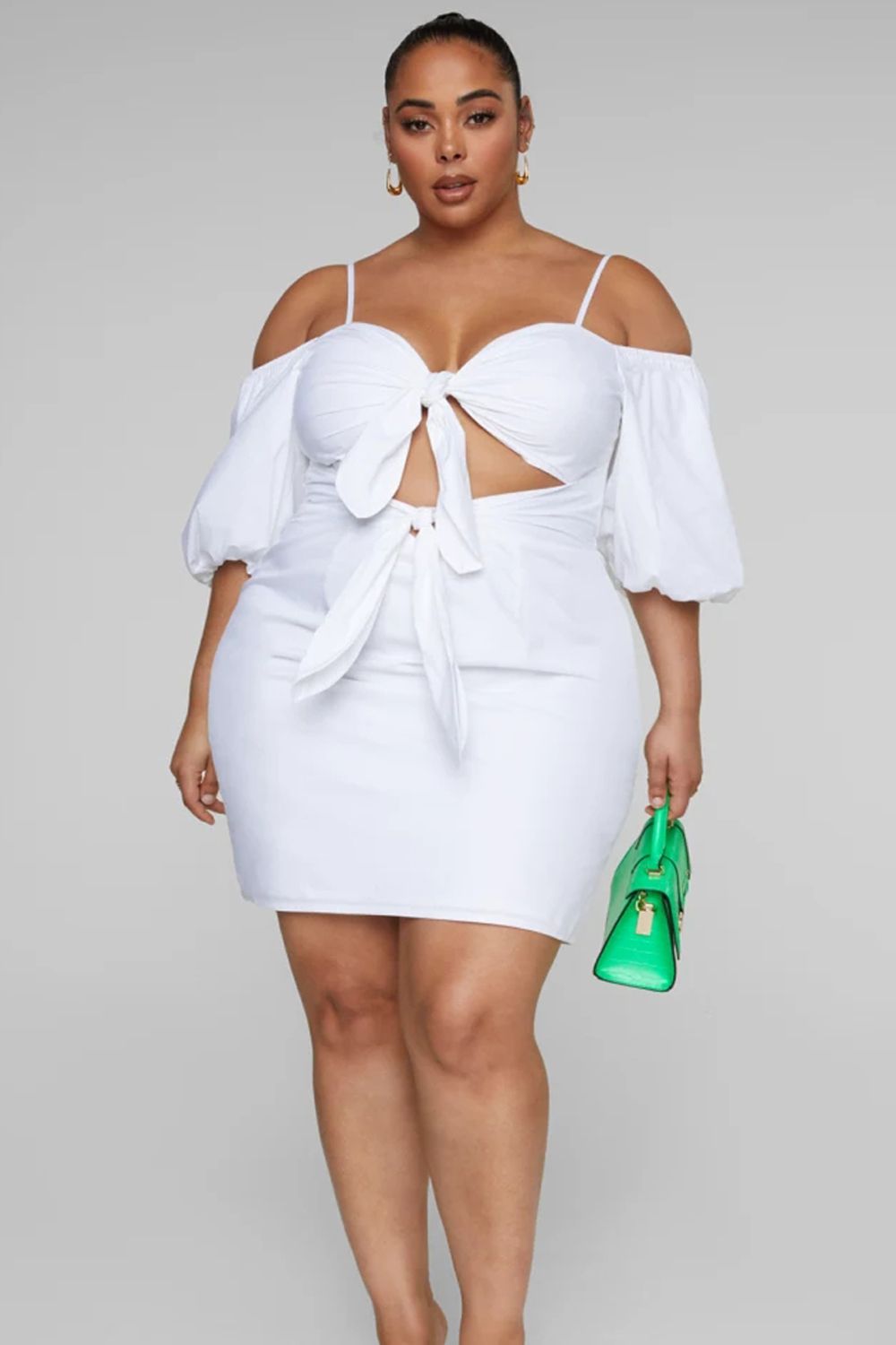 Size: 2XL White Double Tie Front Dress Product Code: F18919