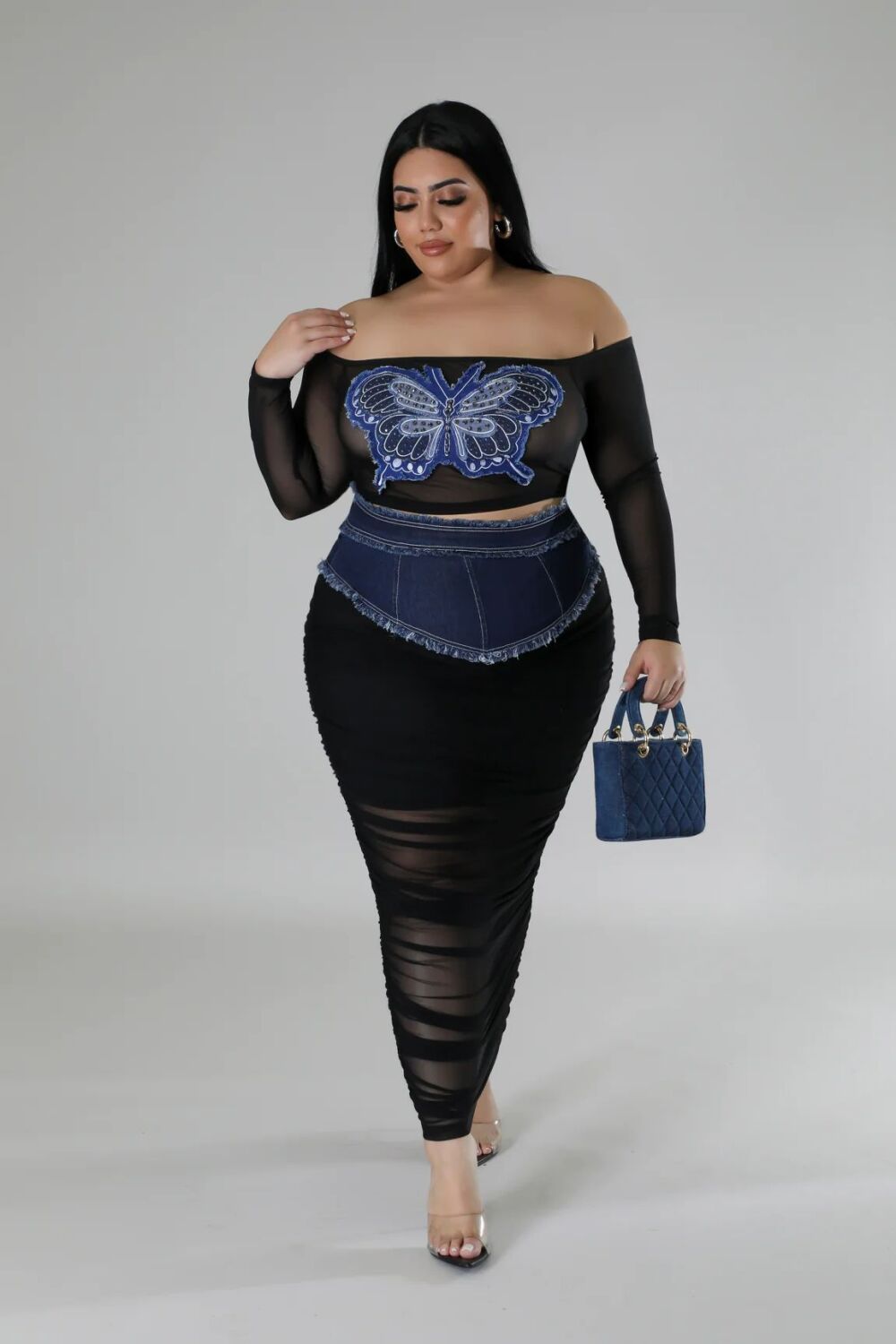 Butterfly Effect Off Shoulder Skirt Set SKU: 566647