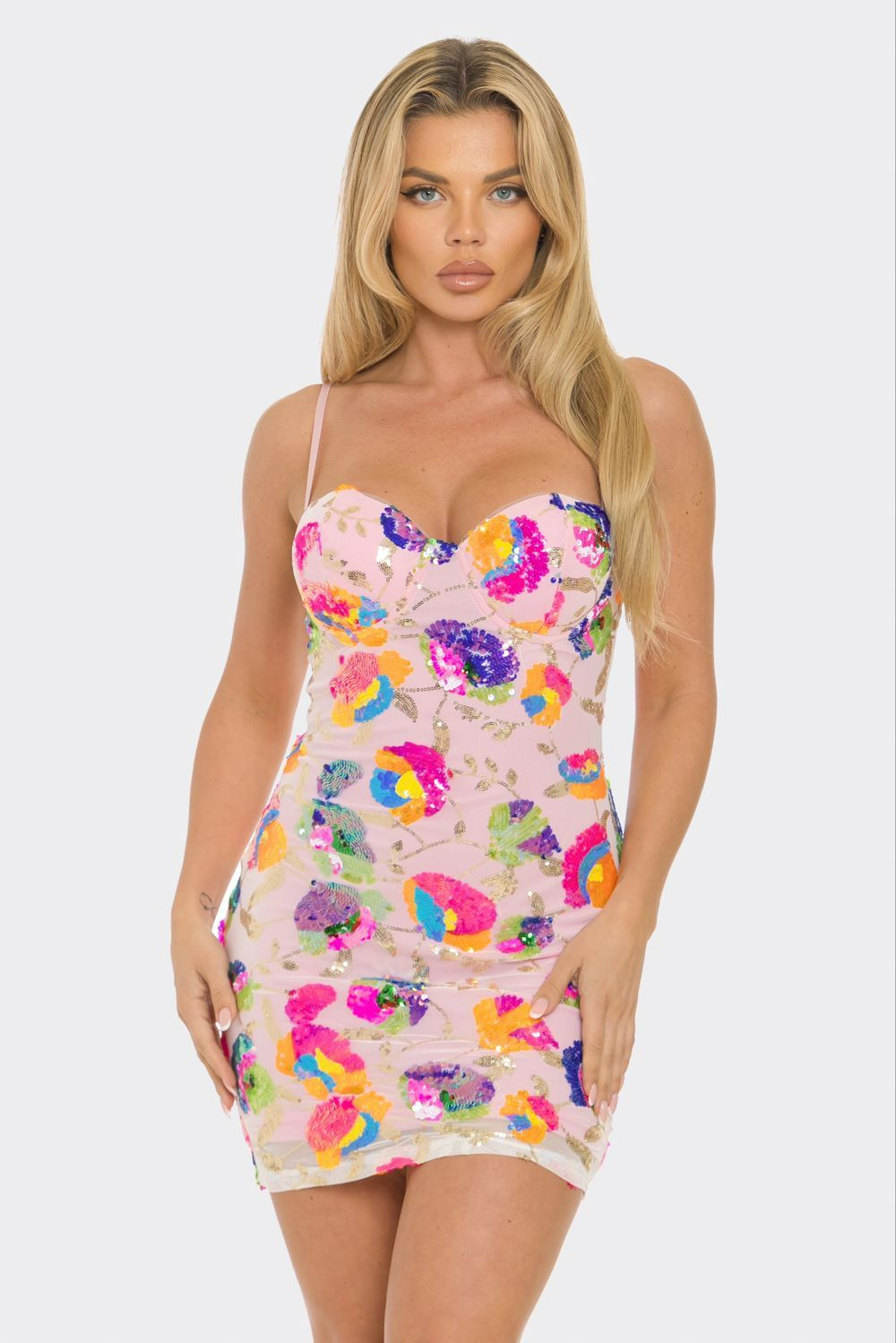 Starstruck Strappy Multicolor Sequin Dress SKU: 786950