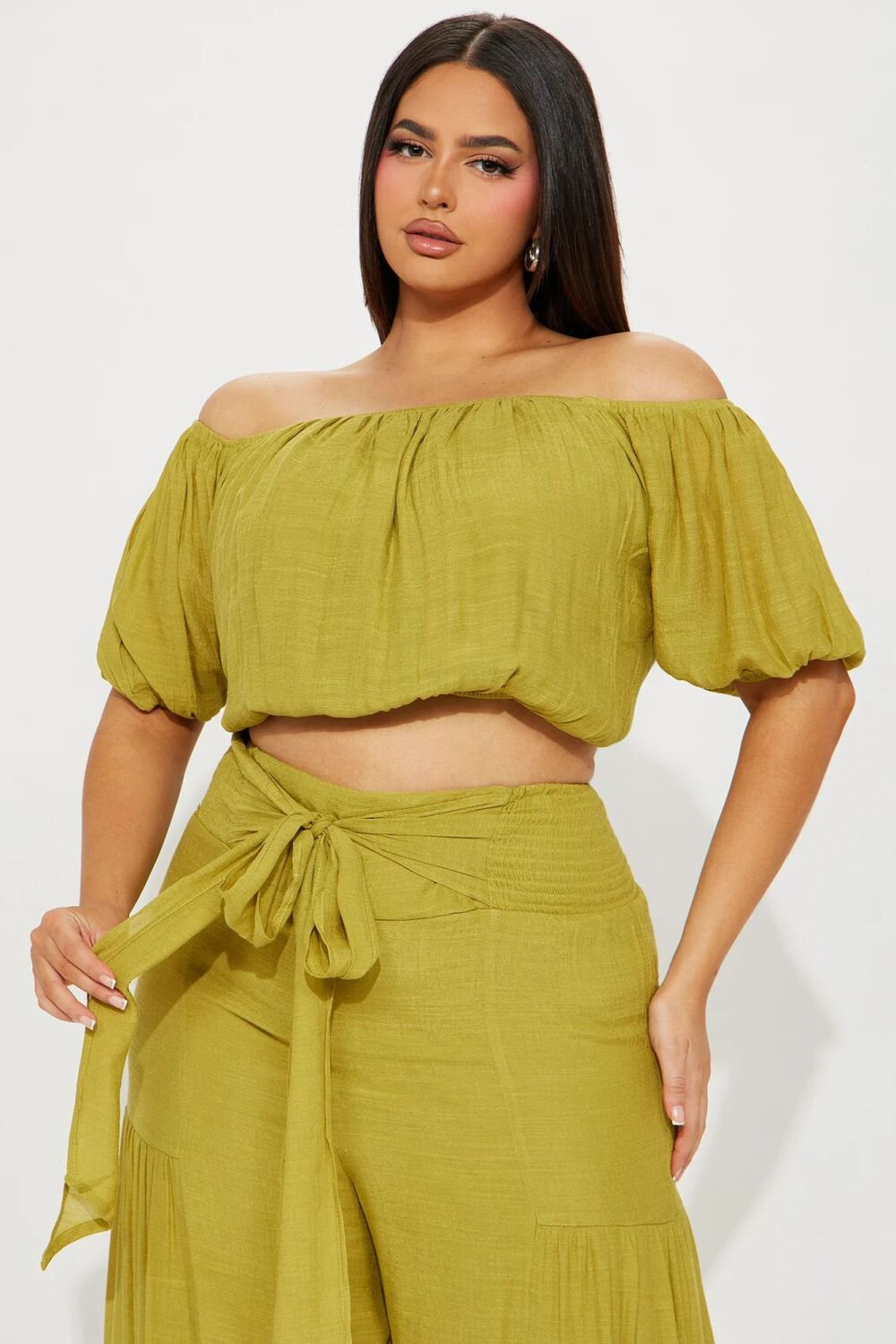 Size: 2XL Olive Green Take Me On A Vacay Pant Set SKU: 075611