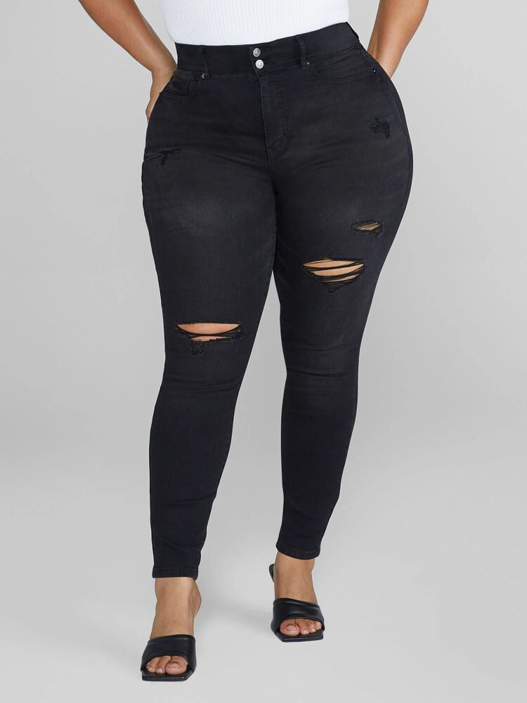 Size: 12-XL Black High Rise Curvy Fit Skinny Jeans SKU: 574630