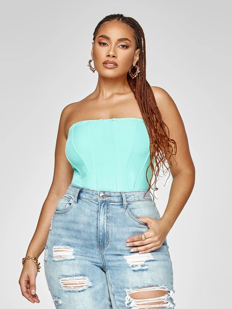 Coming Soon Teal Green Corset Style Top