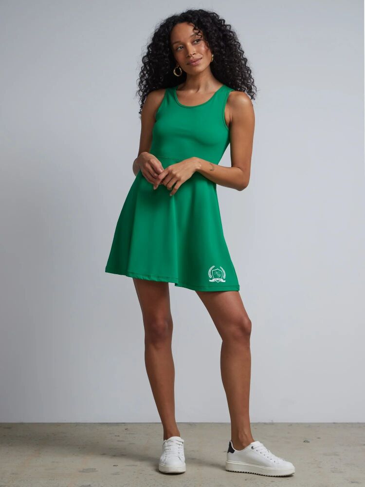 SKU#D67583 Dazzling Green Logo-Print Tank Dress Size: 1XL